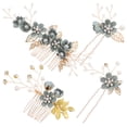 thumbnail image 2 of FELTECHELECTR 1 juego de peinetas para boda: elegantes peinetas florales para novia con diamantes de imitación, tocado romántico para bodas y ocasiones especiales., 2 of 4