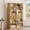 Natural + Particle B, variant on Modern 2-in-1 Wooden Cat Tree Bookshelf with Storage, Tall Cat House Display Case Tower, Multi-Tier Integrated Cat Condo Climbing Shelf with Scratch-Resistant Surface for Living Room & Bedroom