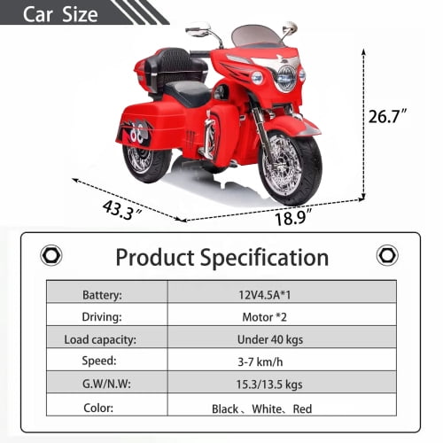 Kids Electric motorcycle 12V two seat motorcycle for kids, Motorbike for Kids with Key start /3 wheels Headlight/Storage Box/ two motor/ two seat ,kids motorcycle,ride on motorcycle