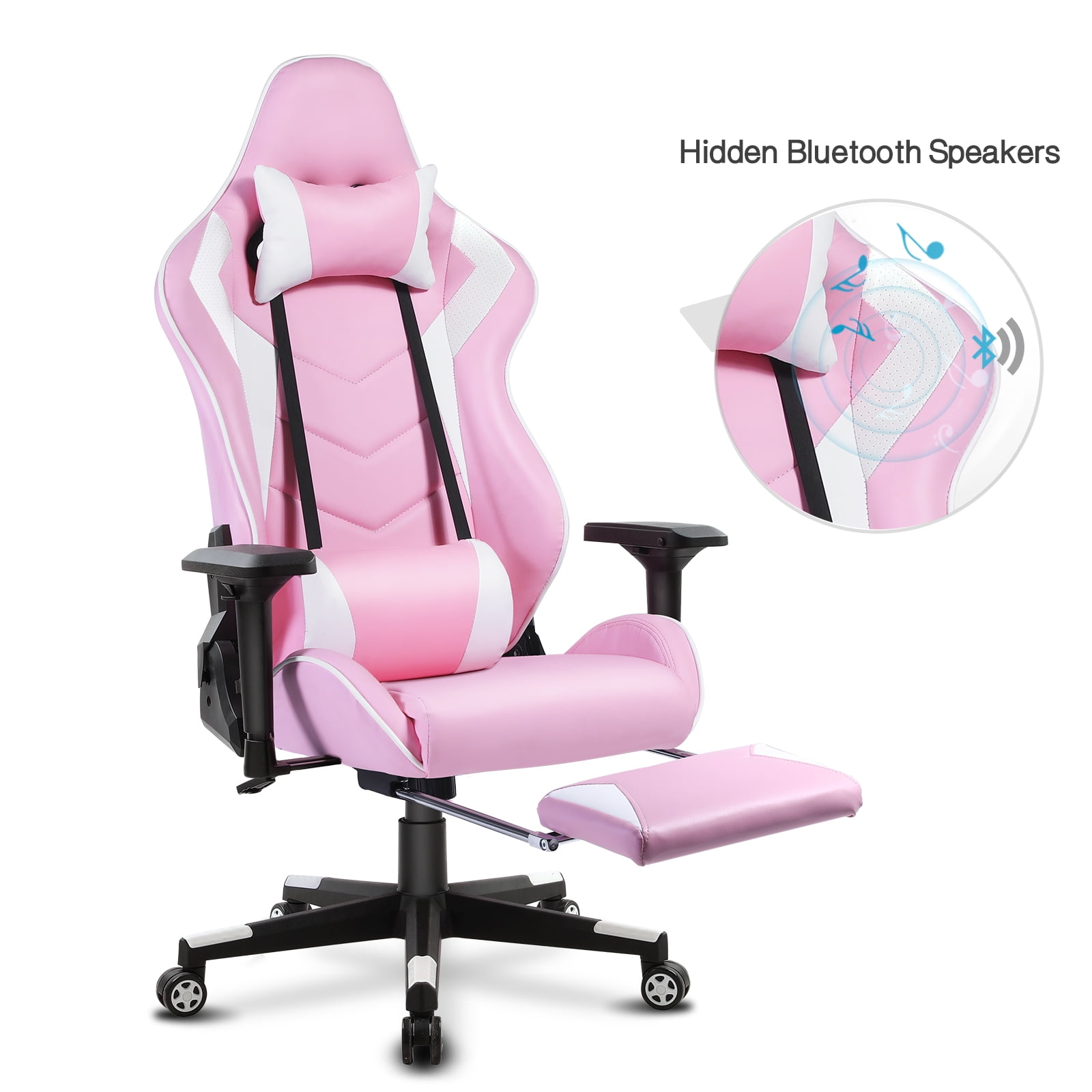 Pink Racing Gaming Chair with Bluetooth Speakers, Zambia Ubuy