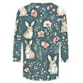 thumbnail image 5 of Cavosen Happy Easter Womens 3/4 Sleeve Tops Casual Summer Bunny Floral Print Pullover Blouse Round Neck Holiday Shirts Vacation Festival T Shirts Loose Dressy Fashion Tees L, 5 of 5