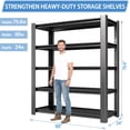 thumbnail image 2 of 5-Tier Heavy Duty Garage Shelving Unit, 3000 LBS Capacity Metal Storage Rack 76" H x 60" W x 24" D, Adjustable Steel Shelves for Garage, Warehouse, Basement, Pantry, Workshop.1 Pack, 2 of 7