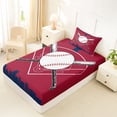 thumbnail image 4 of Erosebridal Cartoon Baseball Twin Sheet Sets, Sports Gaming Bedding, Maroon Navy, 3-Piece, 4 of 5