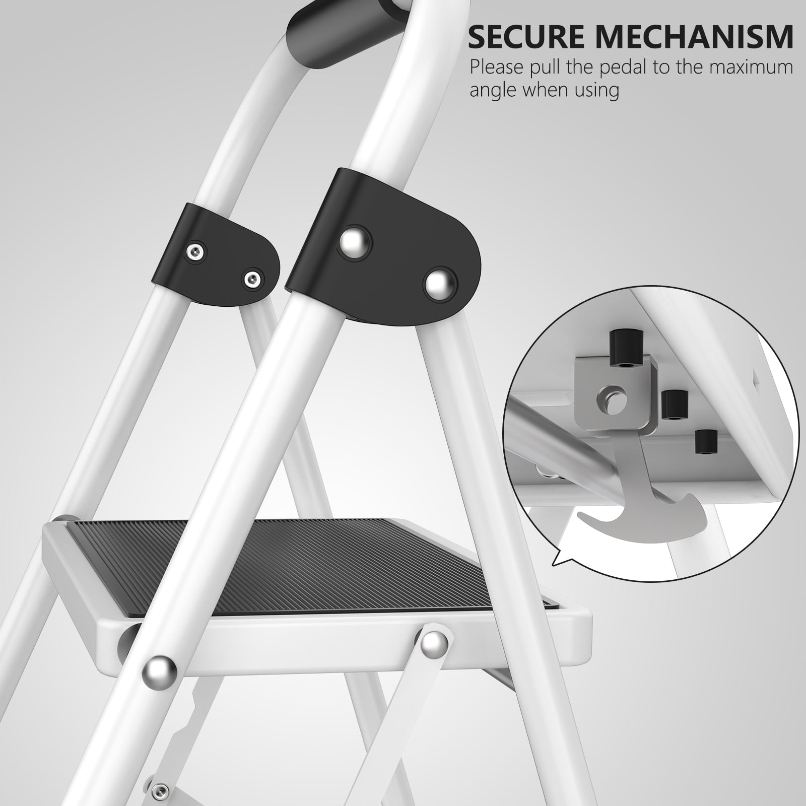 Step Stool with Anti-Slip Pedals and Comfortable Handrails, 330 lb Load Capacity