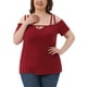 thumbnail image 1 of Blusa casual de verano para mujer de tallas grandes Agnes Orinda, con hombros descubiertos, corte en la parte superior, mangas cortas y diseño cruzado, talla 2X, color rojo, 1 of 6