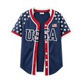 thumbnail image 3 of Women's American Flag Button Down Shirt Patriotic USA Short Sleeve Shirts 4th of July Baseball Tee Top, 3 of 3