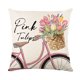 thumbnail image 4 of Fundas de almohada de primavera 45 * 45 cm Juego de 4 decoración de granja al aire libre Fundas de almohada para sofá Flor floral rosa Bicicleta Dulce decoración para el hogar, 4 of 5