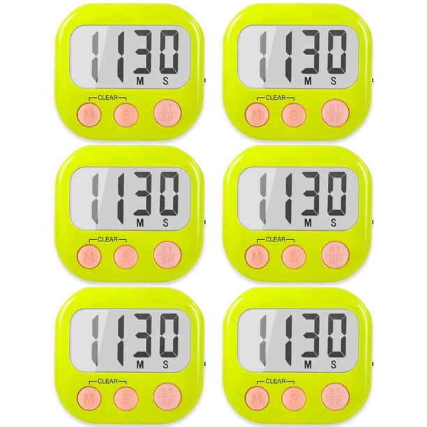 Paquete de 6 temporizadores digitales de cocina para cocinar temporizador magnético para cocinar alarma fuerte verde