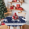 thumbnail image 2 of Xmas Reindeer Winter Snowflake Fitted Round Tablecloths Table Covers 45"-54",Waterproof Table Cloth for Kitchen Holiday Party Tables Decor, 2 of 9