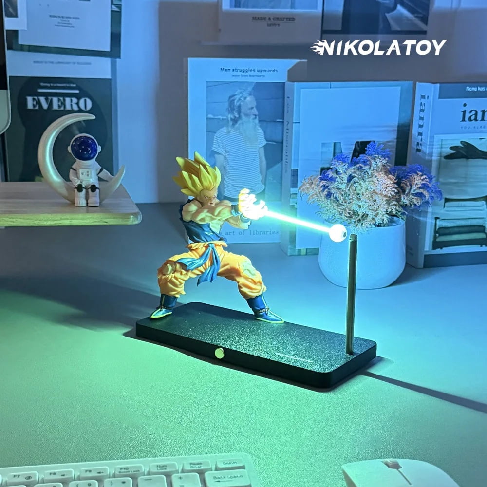NikolaToy Dragon Ball Kakarotto Son Goku Kamehameha Wave Light Lamp Model Ornament Anime Peripheral Toys Gifts