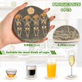 thumbnail image 2 of Yayeee 6 PCS Drink Coasters with Holder Set Woven Absorbent Round Tabletop Hot Pad, Beige Halloween Skeleton, 2 of 7