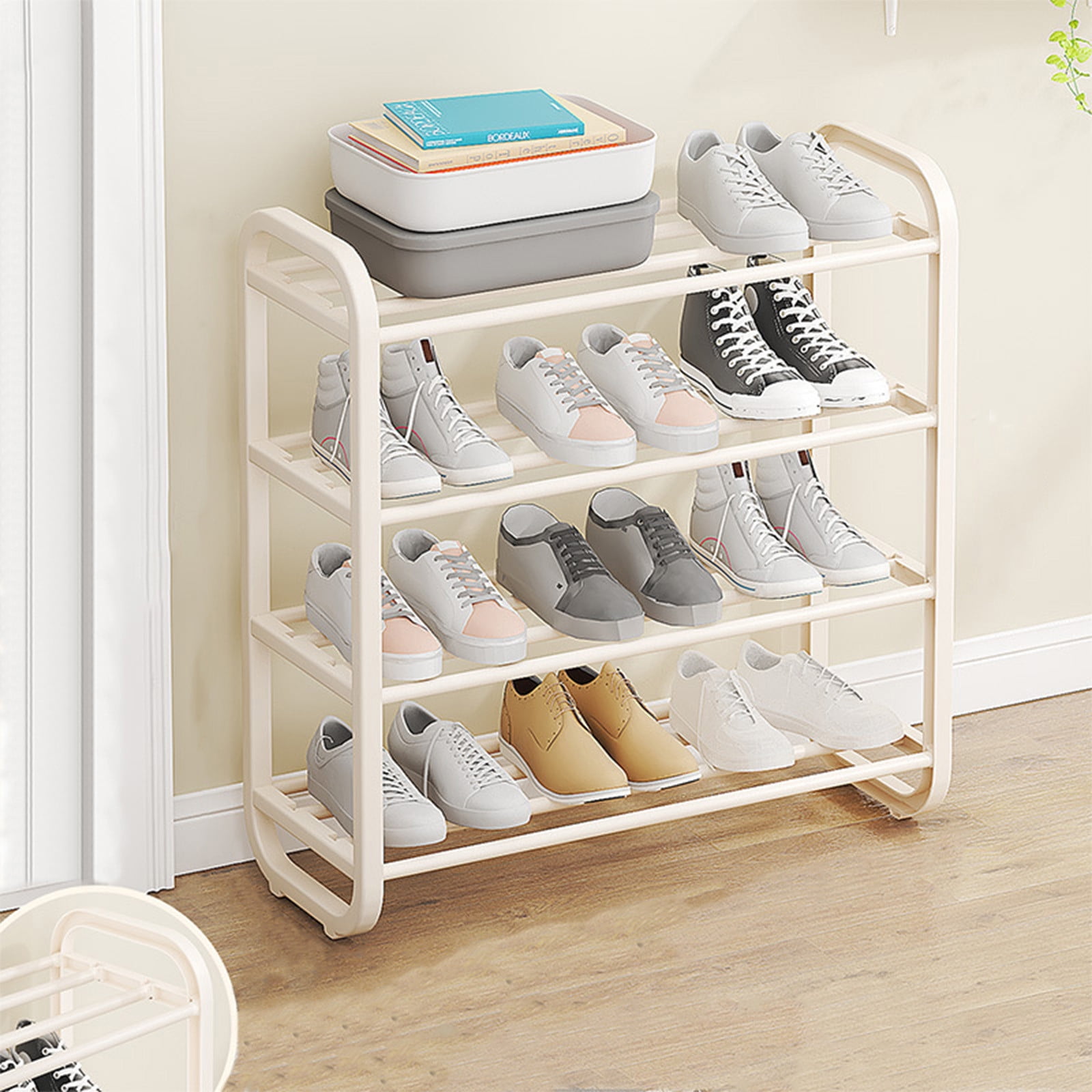 Mlkoz Shoe Rack for Closet Clearance! Shoe Rack-Shoe Rack Storage Organizer With 4 Tiers Metal Shelves For Bedroom- Closet- Entry- Dorm Room (White)