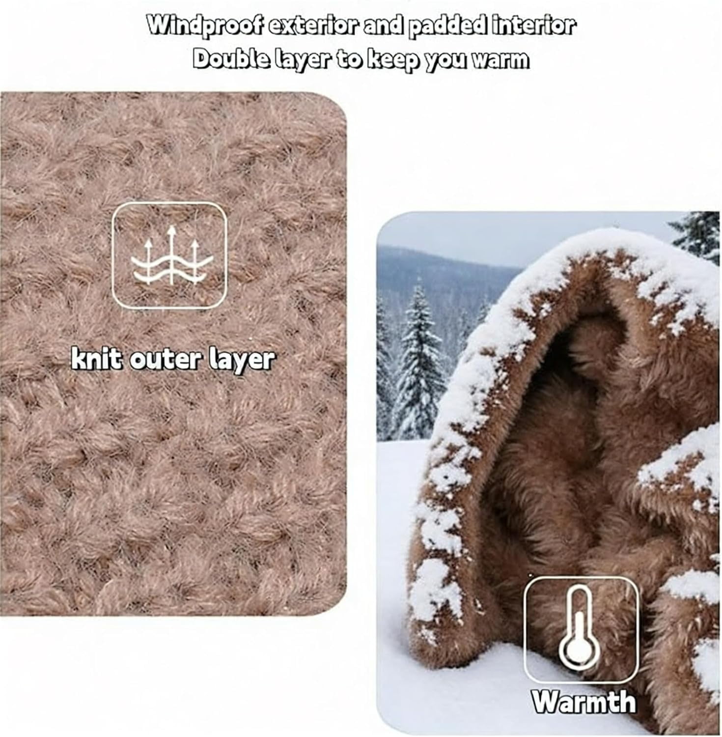 3 in 1 Beanie Hat with Scarf & Mask for Women, Windproof Balaclava for Outdoor Activities