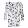 thumbnail image 4 of Nrmvnmi Womens 3/4 Length Sleeve Cotton Tops Casual Floral Print Round Neck Tie Dye Summer/Fall Tops Loose Fit Elastic and Lightweight Blouse For Women, 4 of 6