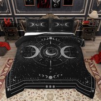 jejeloiu Stars Moon Pattern Queen Comforter Set,Boho Bohemian Theme Bedding Sets,Galaxy Starry Sky Bedding Comforter Set For Girls Boys,Ultra Soft Home Decor Reversible,3 Pieces