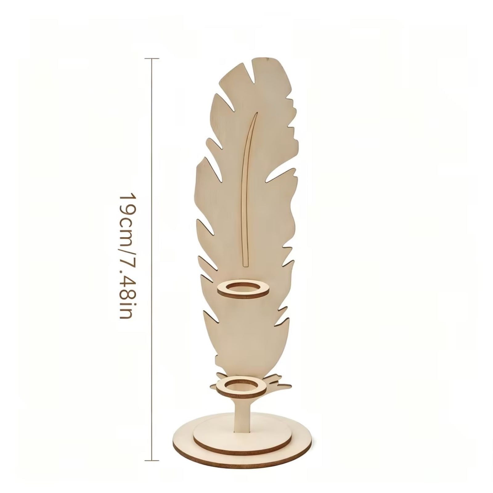 Novelty Feathers-Shaped Wooden Pen Holder – Unique Desktop Stationery Organizer with Double Slot Natural Wood Finish Space-Saving Decorative Design