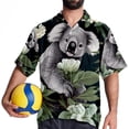 thumbnail image 4 of Koala Men's Short Sleeve Hawaiian Shirt, Casual Printed Button Down Beach Tops, Summer Poplin Spread Collar Unisex Button Down Shirts, 4 of 6