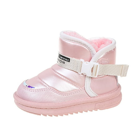 

Waterproof Kids Boys Girls Snow Boots Thick Fur Lined Warm Winter Ankle Booties Anti Slip Mid Calf