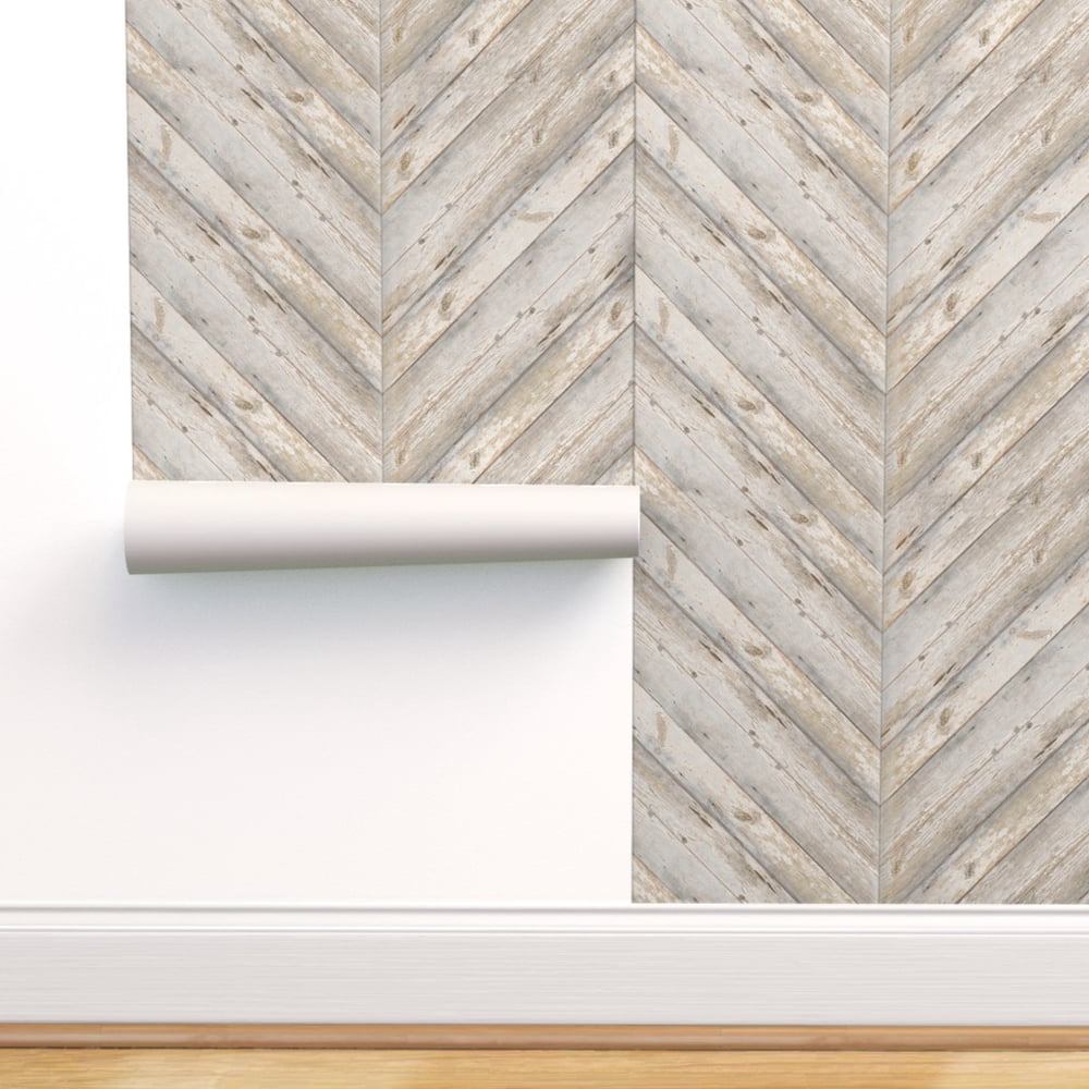Peel-and-Stick Removable Wallpaper Chevron Wood Rustic Farmhouse Decor