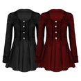 thumbnail image 4 of Lovskoo Women's Gothic Steampunk Corset Jacket Halloween Costume Button Coat Vintage Long Trench Renaissance Medieval Tailcoat Jacket Claret, 4 of 4