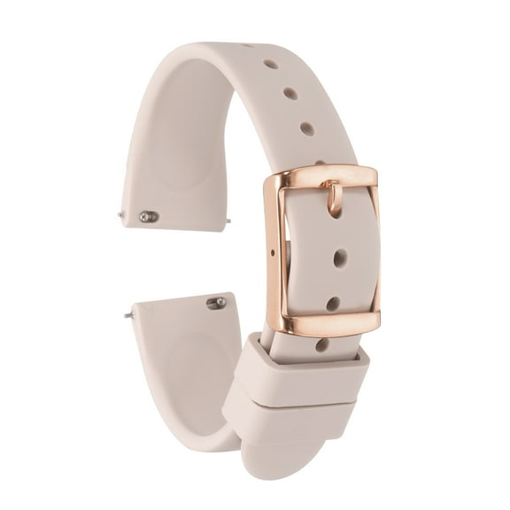 Uxcell Silicone Watch Band 18mm Quick Release Rubber Replacement Watch Strap with Stainless Steel Rose Gold Clasp, Pink