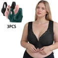 thumbnail image 2 of Riecok Womens Everyday Bra Plus Size 3 Pack Lace Seamless Front Closure Wireless Bras with Support Push up Comfortable Bras, 2 of 8