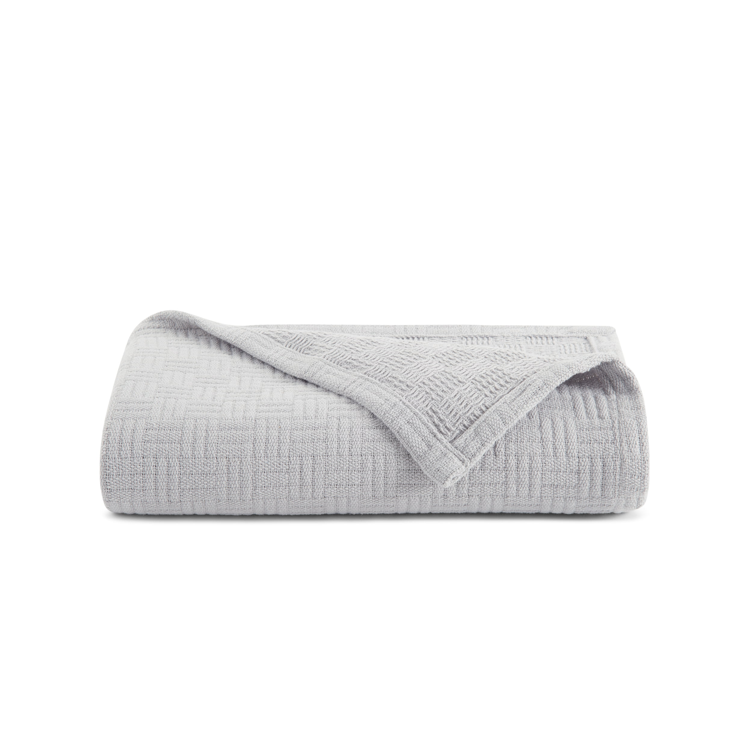 Host & Home 100% Cotton Basketweave Throw, Lightweight Blanket, 300GSM, 50x70, Light Grey