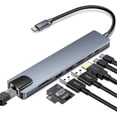 thumbnail image 1 of 8 In 1 Type-c Hub To Usb 3.0 Usb-c Hdmi Lan Rj45 Sd Tf Adapter For Macbook Laptop, 1 of 5