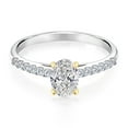 thumbnail image 2 of Gem Stone King 925 Silver and 10K Yellow Gold Lab Grown Diamond Engagement Ring for Women | 0.88 Cttw | Oval 7X5MM | Gemstone April Birthstone | Size 5, 2 of 4
