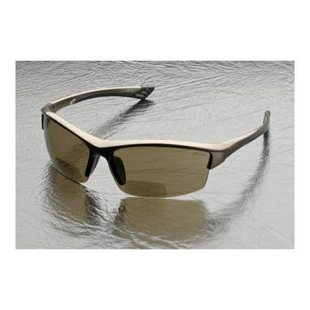 RX-350BR Sonoma Brown Polycarbonate BiFocal Safety / Fashion Glasses with +2.0 Diopters, Brown Frame, Frames are offered in skin tone golden brown. By Elvex