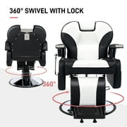 OmySalon Classic Barber Chair Reclining Hair Salon Stylist Chair All Purpose, Heavy Duty Hydraulic Pump, Adjustable Headrest, Tattoo Barbershop Beauty Spa Equipment