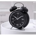 thumbnail image 2 of Reloj despertador con doble campana, tono mecánico extra fuerte, carcasa esmerilada, retroiluminación, reloj de escritorio sin ruido para oficina en casa (negro) ER, 2 of 5