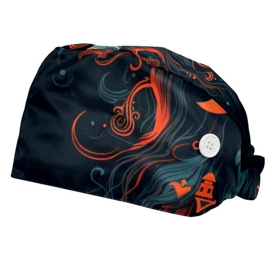 Yak Working Cap with Buttons Adjustable Bouffant Hat Unisex Scrub Cap, 2 Pcs