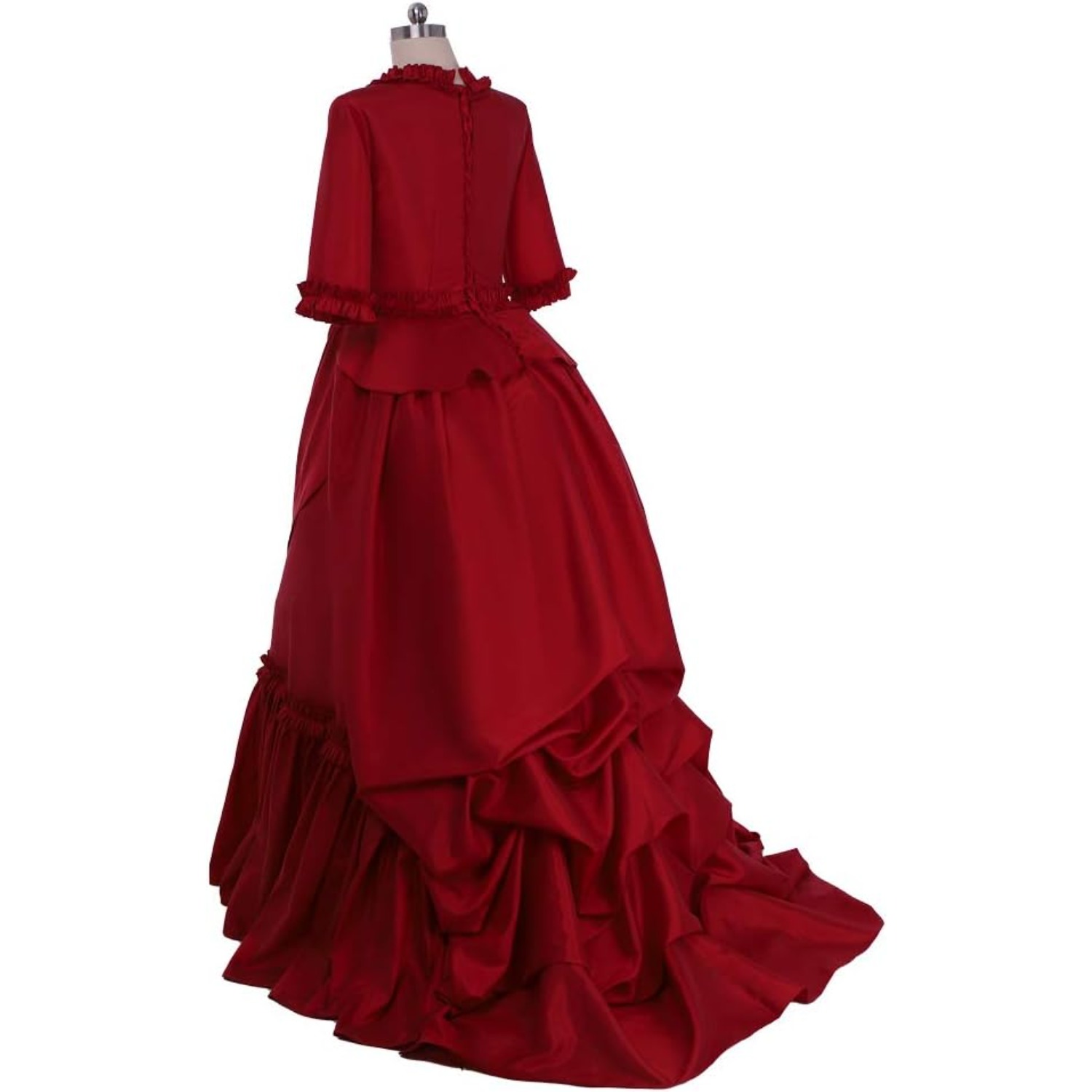 red bustle dress Dark Red Velvet Victorian Bustle Corset Dress