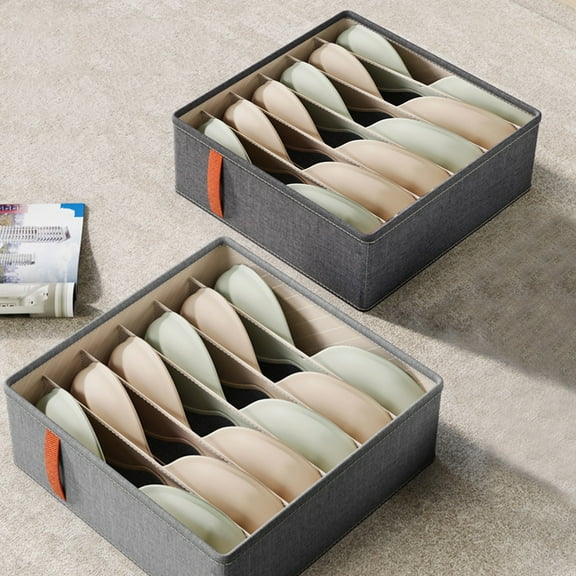 Cagogo 2Pcs Bra Sock Drawer Organizer, 6 Compartment Lingerie Storage Box, Oxford Cloth Underwear Organizer for Dresser Closet Bedroom Nursery, Panties Socks Bras Ties Briefs Holder