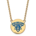thumbnail image 1 of 925 Sterling Silver Yellow Gold-Plated Official U of New Orleans Large Enamel Disc Pendant Necklace Charm Chain 18" (Width = 19mm ), 1 of 4