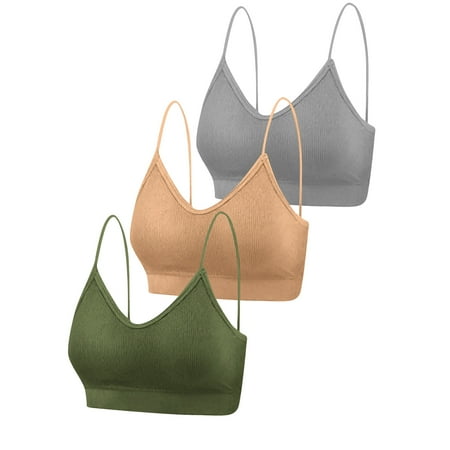 

6 Pieces V Neck Bra Seamless Padded Camisole Bandeau Sports Bra Sleep Bra