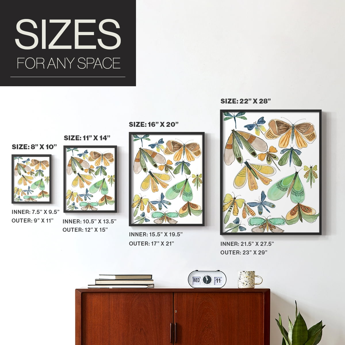 Wings Galore II Framed Print - Solid Wood in Single Picture Frame Solid Wood 2 Framed Print