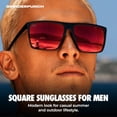 thumbnail image 2 of GRINDERPUNCH Polarized Sunglasses Men Women UV400 Protection Retro Square Sun Glasses Driving Golf Hiking Fishing Shades - Red, 2 of 9