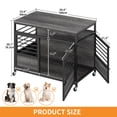 thumbnail image 2 of Craftian Dog Crate Furniture with Wheels, 39.4 Inch Large Wooden Indoor Dog Cage Table, Dog Kennel - Gray, 2 of 8