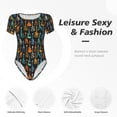 thumbnail image 4 of Vsdgher Combinaison à Manches Courtes Imprimé Guitare Coloré pour Femmes, Justaucorps une Pièce Aguichant Col Rond Shapewear Contrôle du Ventre-Petit, 4 of 7