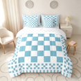 thumbnail image 3 of Manfei Retro Checkerboard Full Size Bedding Sets, Blue White Plaid Full Size Bed in a Bag, Reversible 7 Pieces, 3 of 6