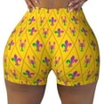 thumbnail image 2 of Logiee Mardi Gras Crayfish and Fleur de lis Print Women's Biker Shorts,Workout Gym Shorts,Scrunch Shorts,Tummy Control Hidden Scrunch Running Yoga Shorts-Medium, 2 of 8