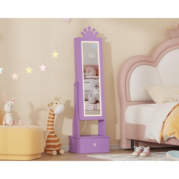 EastVita Kids Jewelry Cabinet with Full-Length Mirror