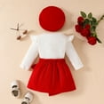 thumbnail image 5 of Odeerbi Toddler Girls Fall Winter Outfits Ruffle Rib Knit Tops Velvet Wrap Skirt with Beret Hat Set Children's Long Sleeve Round Neck Tops Skirt Set Toddler Clothes Red, 5 of 9