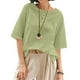 thumbnail image 2 of Camisa de manga larga,Camiseta de verano para mujer, blusa informal de poliéster con cuello redondo y manga 3/4, largo regular para uso diario, sopatenor, 2 of 9