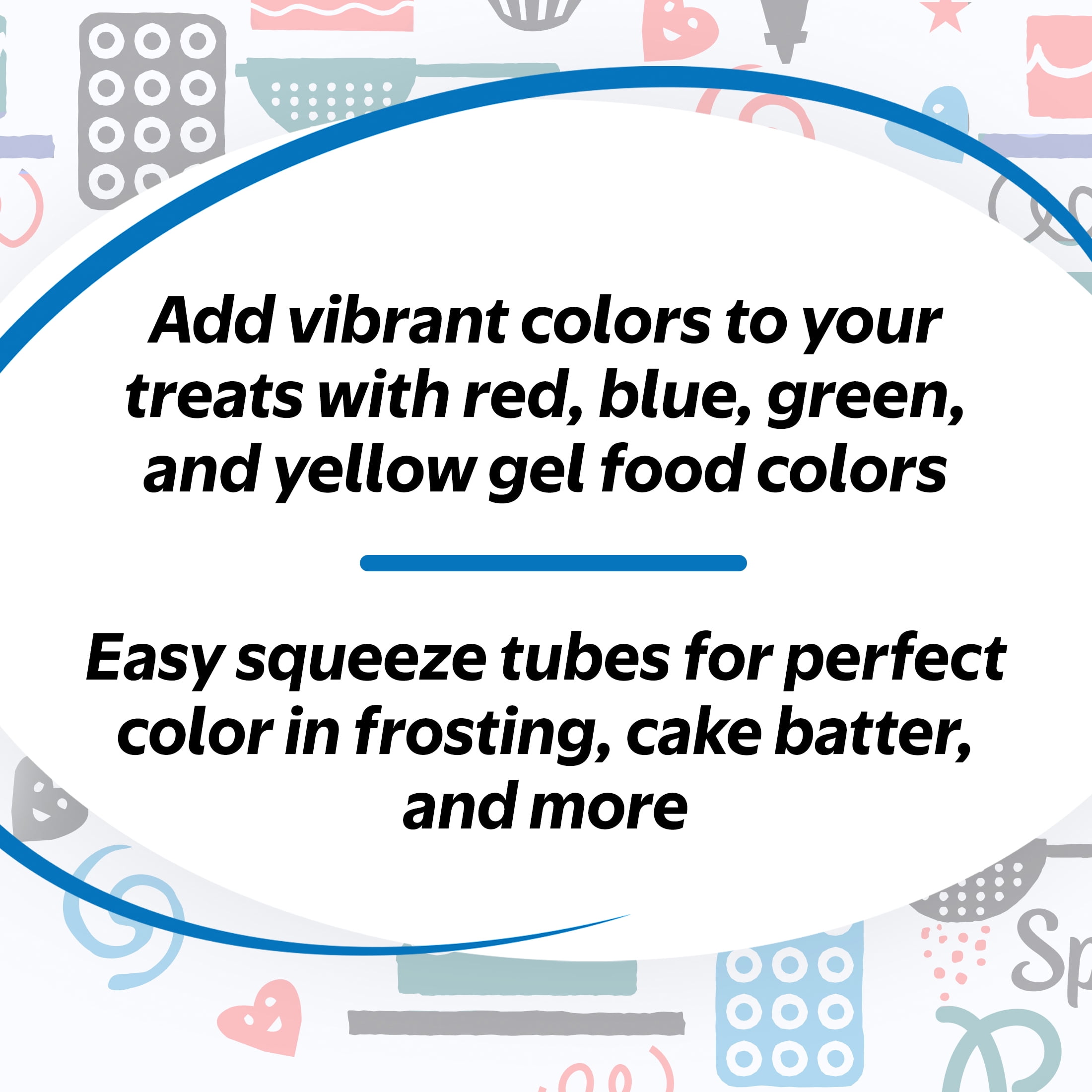 (2 pack) Great Value Gel Food Colors, Classic Colors, 2.7 oz