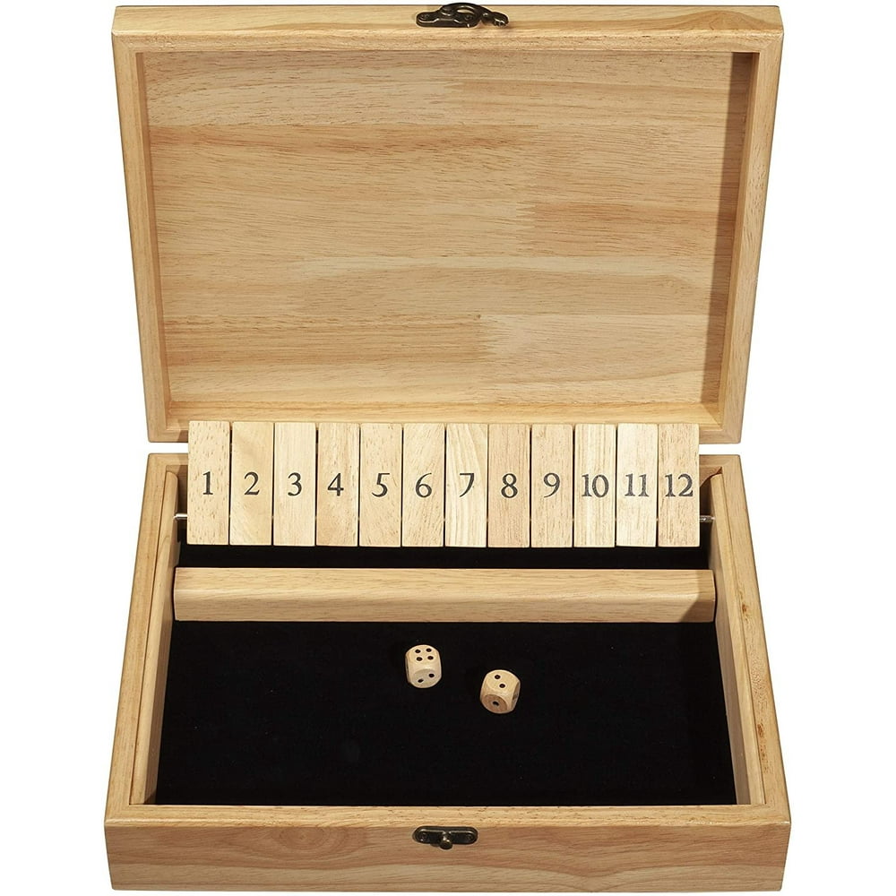 WE Games Shut The Box Game with 12 Numbers in an Old World Styled Wood