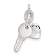 thumbnail image 3 of Sterling Silver Polished CZ Heart and Key Charm QC8511, 3 of 4