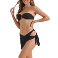 thumbnail image 4 of INSPIRAR CHIC Conjuntos de Bikini de Tres Piezas para Mujeres con Anillo en O, Parte Inferior de Tanga con Hebilla en la Espalda, Trajes de Baño Grande Negro, 4 of 5